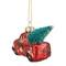 4" Red Metallic Truck with a Sisal Tree Glass Christmas Ornament